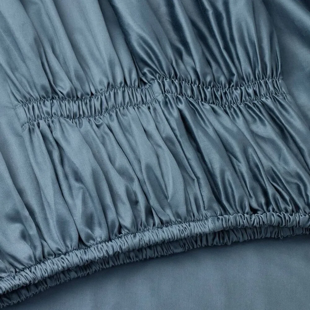 Threshold Studio McGee Twin XL 300 TC Contrast Border Sheet Set Blue New